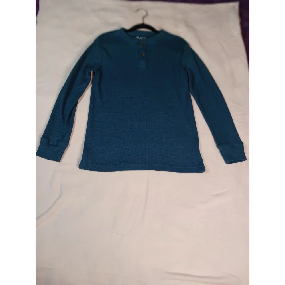 The Children's Place Boy's Thermal Henley Top  Blue Size 7